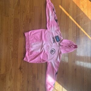 Pink Graphic Zip-Up Hoodie with Logo